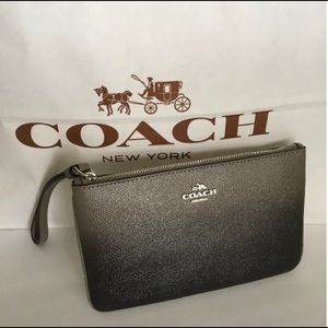 COACH Ombre Leather LARGE WRISTLET Clutch Bag Case